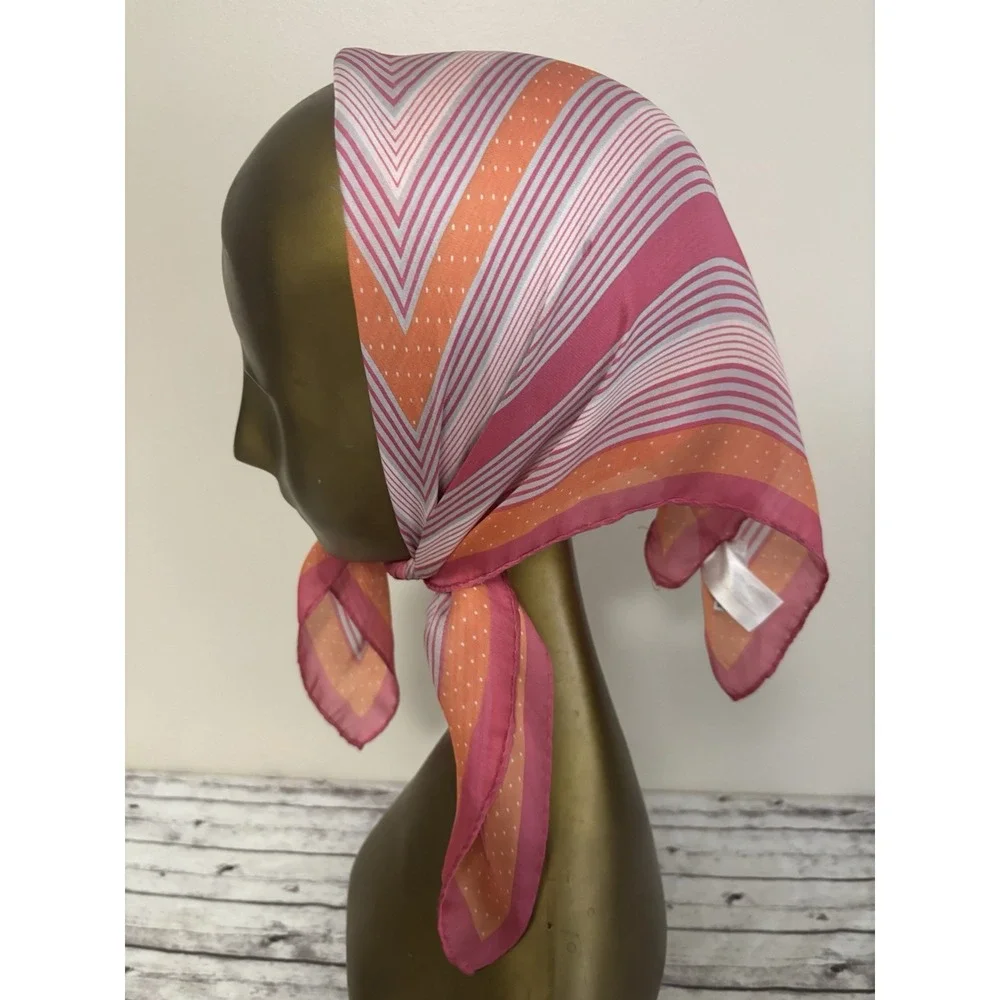 Vintage 90s Talbots Silk Scarf Squares Magenta Pink Square 23